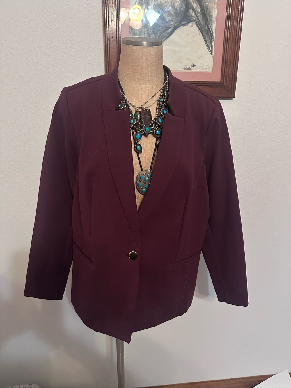 Women's ELOQUII 20 Plum Single-Button Blazer Jacket